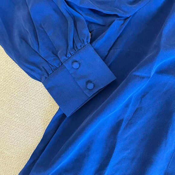 Sezane Chlo Silk Shirt Blouse FR36/US4 Electric Blue French Top Classic Causal - Picture 7 of 10